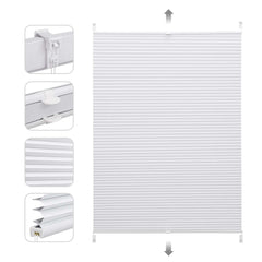 Sekey Plissee ohne Bohren – Verdunkelungsplissee mit glatter, sichtlochfreier Vorderseite, flexibel von oben & unten verstellbar