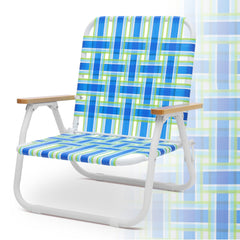 Sekey Faltbarer Campingstuhl mit Teakholz-Armlehnen – Bequemer Strand- & Gartenstuhl, atmungsaktiv & tragbar Sekey