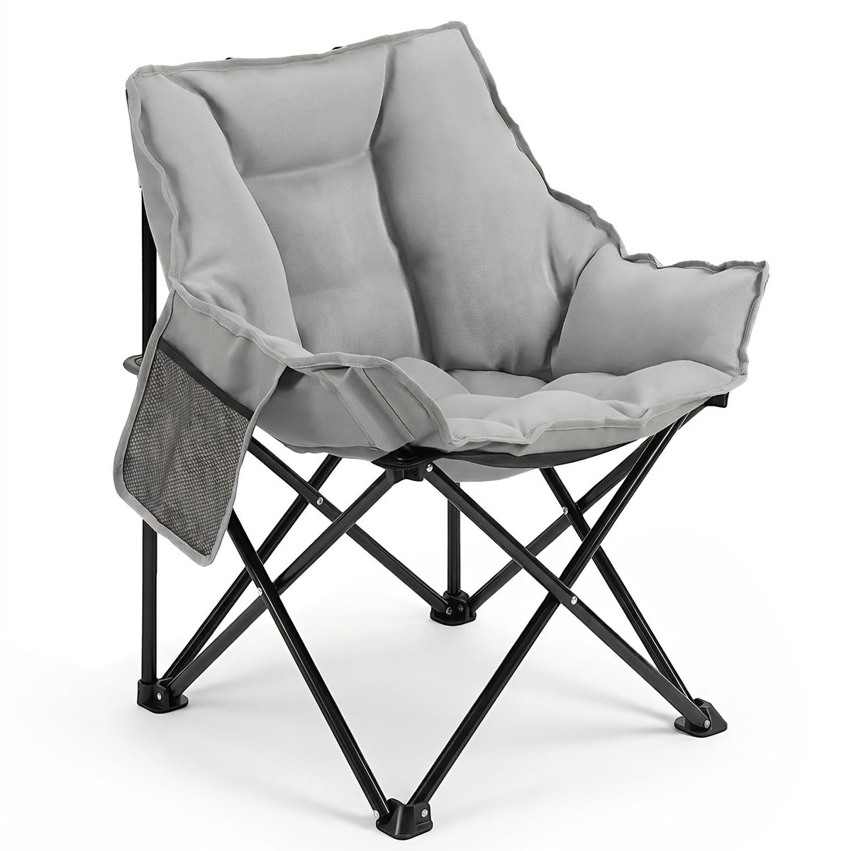 Sekey Campingstuhl faltbar Moonchair gepolstert – breiter Klappstuhl mit hoher Rückenlehne, bis 140 kg belastbar, Outdoor & Indoor, für Garten,