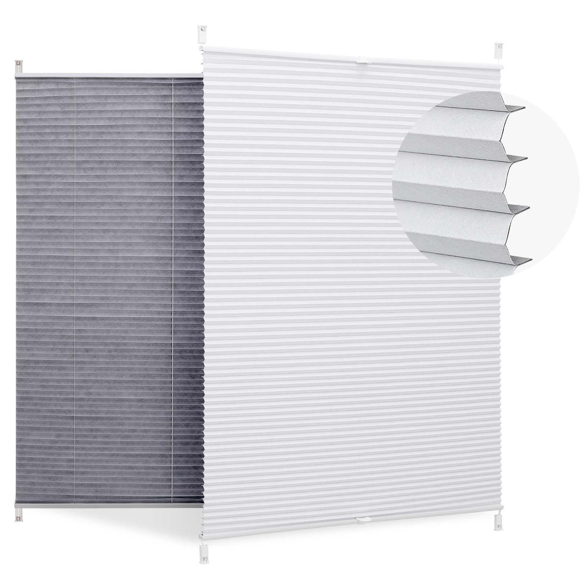 Sekey Plissee ohne Bohren – Verdunkelungsplissee mit glatter, sichtlochfreier Vorderseite, flexibel von oben & unten verstellbar