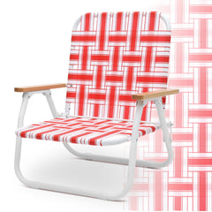 Sekey Faltbarer Campingstuhl mit Teakholz-Armlehnen – Bequemer Strand- & Gartenstuhl, atmungsaktiv & tragbar Sekey