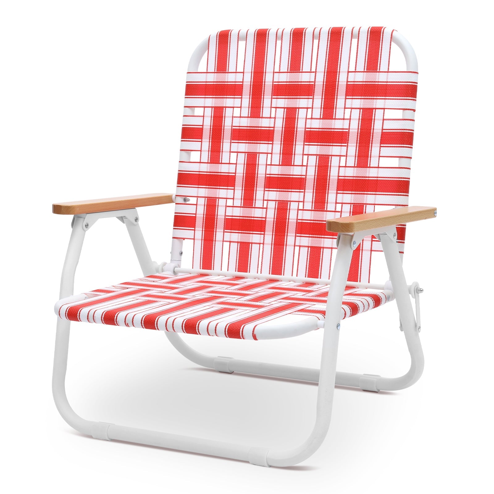 Sekey Faltbarer Campingstuhl mit Teakholz-Armlehnen – Bequemer Strand- – sekeymall