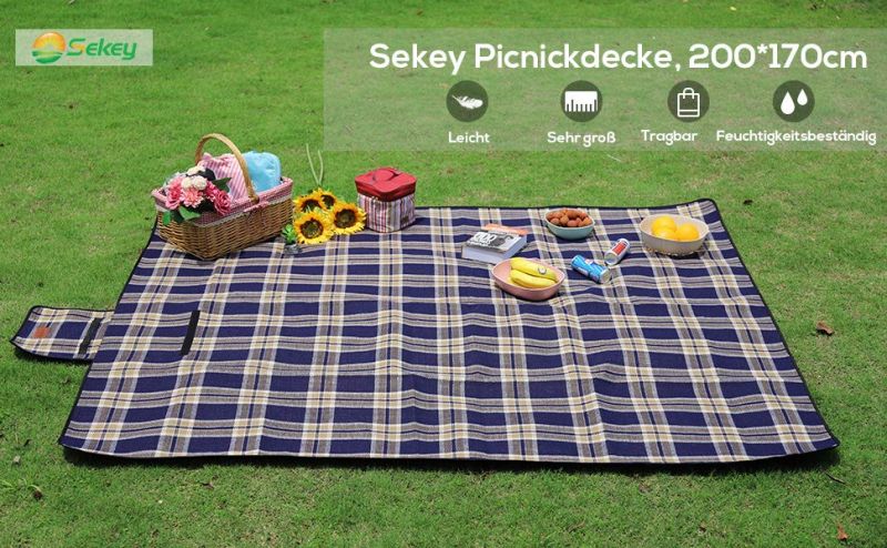 Sekey 200 x 170 cm picnic blanket made of brown checked acrylic fabric