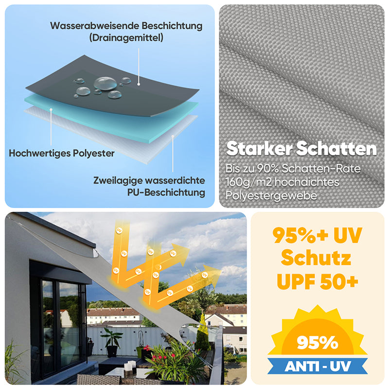 Sekey Sonnensegel mit Kit PES Sonnenschutzsegel Wasserdicht