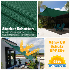 Sekey Sun Shade Sail with Kit PES Sun Protection Sail Waterproof 