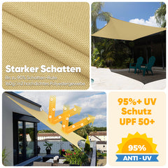 Sekey Sun Shade Sail with Kit PES Sun Protection Sail Waterproof 