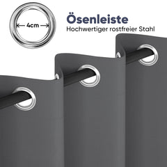 Sekey Verdunkelungsgardine mit Thermofunktion – Blickdichter Vorhang mit Ösen, 1-teilig, Dunkelgrau