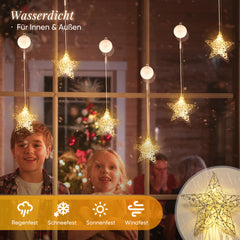 SALCAR LED-Stern Ø15 cm – Warmweiße Fensterdeko, Batteriebetrieben, Mit Saugnapf, Kabellos & Flexibel, Perfekte Weihnachts- und Partystimmung