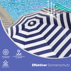 Sekey Sonnenschirm Ø 180 cm Rund Strandschirm Balkonschirm mit Tragetasch und Bodenhülse Sekey