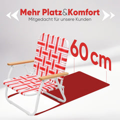 Sekey Faltbarer Campingstuhl mit Teakholz-Armlehnen – Bequemer Strand- & Gartenstuhl, atmungsaktiv & tragbar Sekey