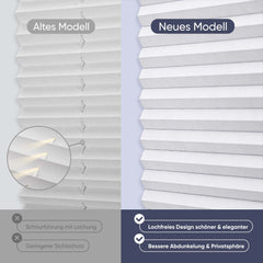 Sekey Plissee ohne Bohren – Verdunkelungsplissee mit glatter, sichtlochfreier Vorderseite, flexibel von oben & unten verstellbar