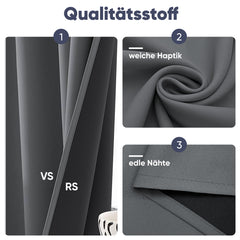 Sekey Verdunkelungsgardine mit Thermofunktion – Blickdichter Vorhang mit Ösen, 1-teilig, Dunkelgrau