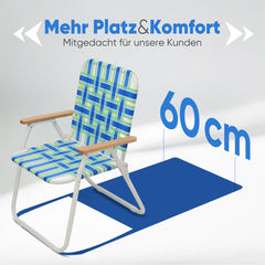 Sekey Faltbarer Campingstuhl mit Teakholz-Armlehnen – Bequemer Strand- & Gartenstuhl, atmungsaktiv & tragbar Sekey