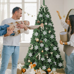 Salcar 24 Stück Schneeflocken Weihnachtsdeko – Weiße Glitter Schneeflocken Anhänger Ø10cm, Wiederverwendbarer Baumschmuck für Weihnachtsbaum & Winterfeier Salcar