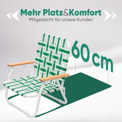 Sekey Faltbarer Campingstuhl mit Teakholz-Armlehnen – Bequemer Strand- & Gartenstuhl, atmungsaktiv & tragbar Sekey