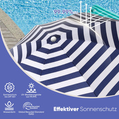 Sekey Sonnenschirm Ø160 cm rund – mit Tragetasche & Bodenhülse, für Balkon & Strand Sekey