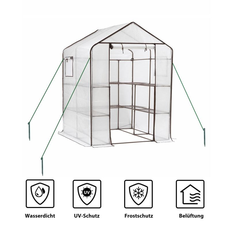 Sekey walk-in greenhouse with 10 shelves, 143 cm x 143 cm x 195 cm