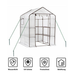 Sekey walk-in greenhouse with 10 shelves, 143 cm x 143 cm x 195 cm