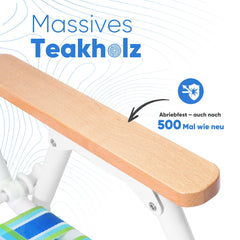 Sekey Faltbarer Campingstuhl mit Teakholz-Armlehnen – Bequemer Strand- & Gartenstuhl, atmungsaktiv & tragbar Sekey