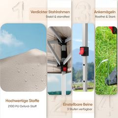 Sunula Pavillon 3x3m Wasserdicht & Stabil – Faltpavillon mit Verdickten Rohren, UV-Schutz & Tragetasche, für Garten, Camping & Veranstaltungen