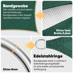 Sekey Sun Shade Sail with Kit PES Sun Protection Sail Waterproof 