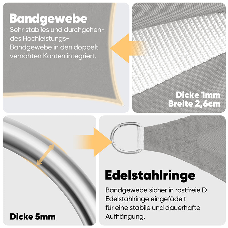 Sekey Sonnensegel mit Kit PES Sonnenschutzsegel Wasserdicht