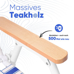 Sekey Faltbarer Campingstuhl mit Teakholz-Armlehnen – Bequemer Strand- & Gartenstuhl, atmungsaktiv & tragbar Sekey