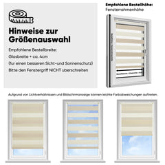 Sekey Doppelrollo Duo Rollo Klemmfix ohne Bohren Zweifarbiges Zebra Rollo in Hellbraun & Dunkelbraun mit extra breiten Stoffbahnen