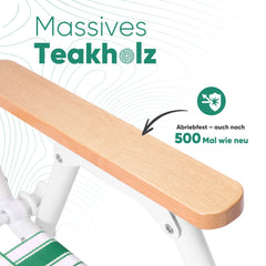 Sekey Faltbarer Campingstuhl mit Teakholz-Armlehnen – Bequemer Strand- & Gartenstuhl, atmungsaktiv & tragbar Sekey