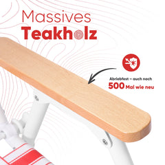 Sekey Faltbarer Campingstuhl mit Teakholz-Armlehnen – Bequemer Strand- & Gartenstuhl, atmungsaktiv & tragbar Sekey