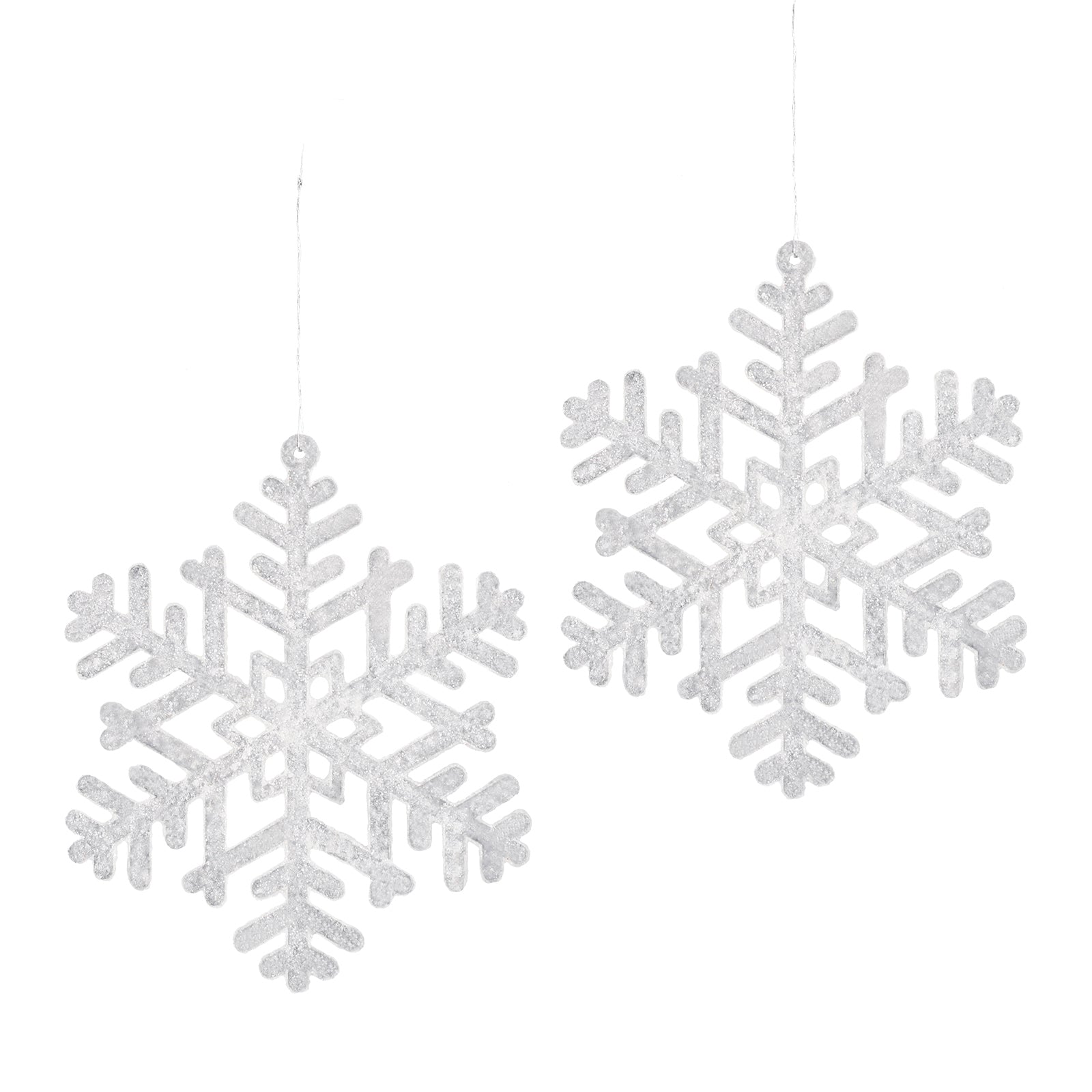 SALCAR 24 Stück Schneeflocken Weihnachtsdeko – Weiße Glitter Schneeflocken Anhänger Ø10cm, Wiederverwendbarer Baumschmuck für Weihnachtsbaum & Winterfeier