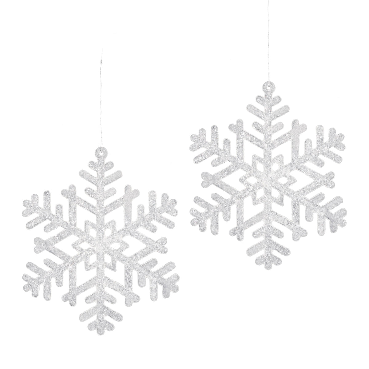 SALCAR 24 Stück Schneeflocken Weihnachtsdeko – Weiße Glitter Schneeflocken Anhänger Ø10cm, Wiederverwendbarer Baumschmuck für Weihnachtsbaum & Winterfeier
