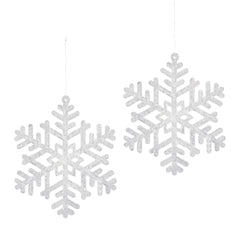 SALCAR 24 Stück Schneeflocken Weihnachtsdeko – Weiße Glitter Schneeflocken Anhänger Ø10cm, Wiederverwendbarer Baumschmuck für Weihnachtsbaum & Winterfeier