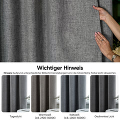 Sekey Verdunkelungsvorhang mit Ösen – Blickdichter Vorhang in Dunkelgrau, 100 % Lichtschutz, dunkelgrau