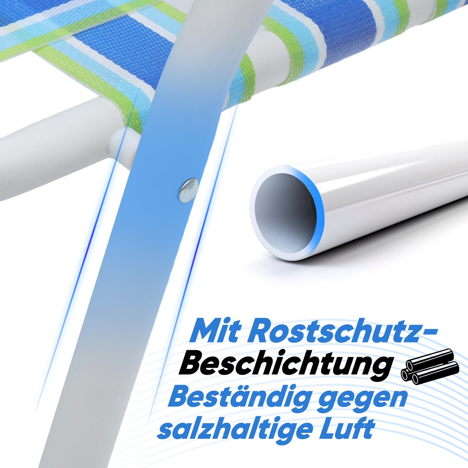Faltbarer Campingstuhl mit Teakholz-Armlehnen – Bequemer Strand- & Gartenstuhl, atmungsaktiv & tragbar
