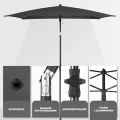 Sekey 180 x 125 cm Balkonschirm Rechteckig mit Schutzhülle, Sonnenschutz UV50+ Sekey