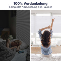 Sekey Plissee ohne Bohren – Verdunkelungsplissee mit glatter, sichtlochfreier Vorderseite, flexibel von oben & unten verstellbar