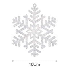 Salcar 24 Stück Schneeflocken Weihnachtsdeko – Weiße Glitter Schneeflocken Anhänger Ø10cm, Wiederverwendbarer Baumschmuck für Weihnachtsbaum & Winterfeier Salcar