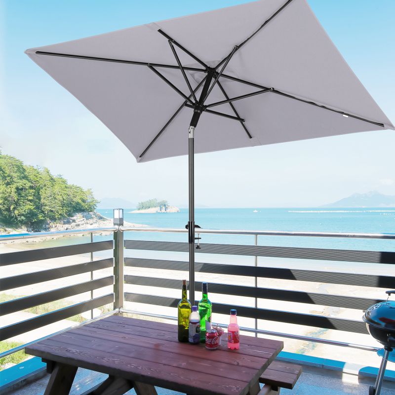 Sekey 200 x 125 cm balcony umbrella rectangular with balcony railing, sun protection UV50+