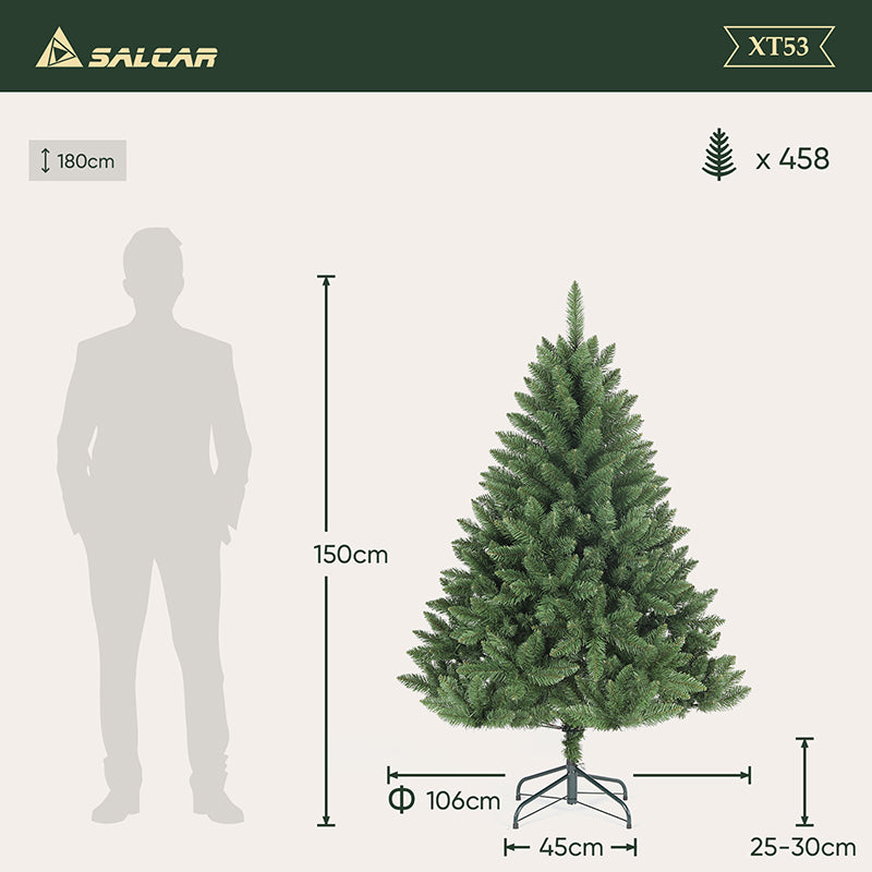 Salcar 120/150/180/210/240cm Künstlicher Weihnachtsbaum, mit 290/458/730/1066/1546 PVC-Nadeln