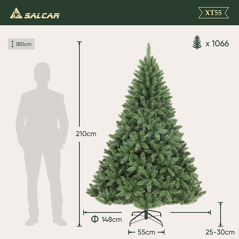 Salcar 120/150/180/210/240cm Künstlicher Weihnachtsbaum, mit 290/458/730/1066/1546 PVC-Nadeln