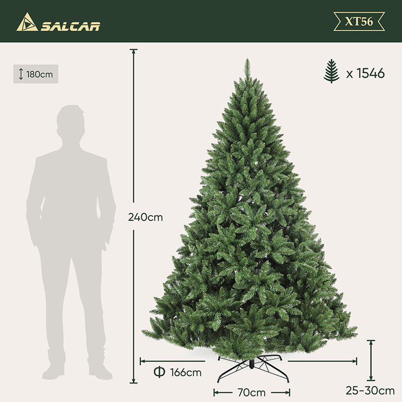 Salcar 120/150/180/210/240cm Künstlicher Weihnachtsbaum, mit 290/458/730/1066/1546 PVC-Nadeln