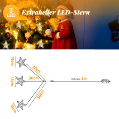Salcar LED-Sterne 3er-Set Ø15 cm – Warmweiße Fensterdeko mit Netzstecker & Timer, Superhelle LEDs, Weihnachtsdeko für Innen & Außen Salcar