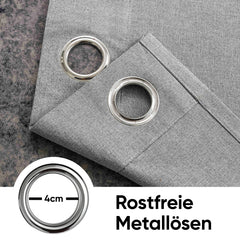 Sekey Verdunkelungsvorhang mit Ösen – Blickdichter Vorhang für Wohnzimmer & Schlafzimmer, 100 % Lichtschutz, Hellgrau