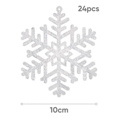 Salcar 24 Stück Schneeflocken Weihnachtsdeko – Weiße Glitter Schneeflocken Anhänger Ø10cm, Wiederverwendbarer Baumschmuck für Weihnachtsbaum & Winterfeier Salcar