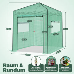 Sekey Pop-Up Foil Greenhouse 240×240×180 cm – Large greenhouse with one-touch system for quick assembly in the garden