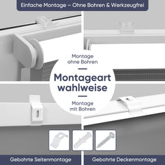 Sekey Doppelrollo Klemmfix ohne Bohren – Zweifarbiges Zebra-Rollo, Extra breite Stoffbahnen, Flexibler Sicht- & Sonnenschutz für Wohnzimmer, Schlafzimmer & Büro