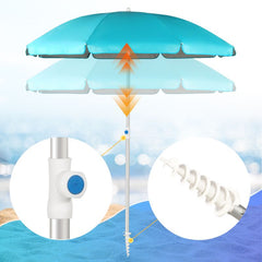 Sekey ∅ 160 cm aluminum beach umbrella with protective cover and ground sleeve, sun protection UV50+