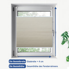 Sekey Wabenplissee ohne Bohren – 100 % Verdunkelung, blickdichtes Klemmfix Plissee in Textiloptik, Beige