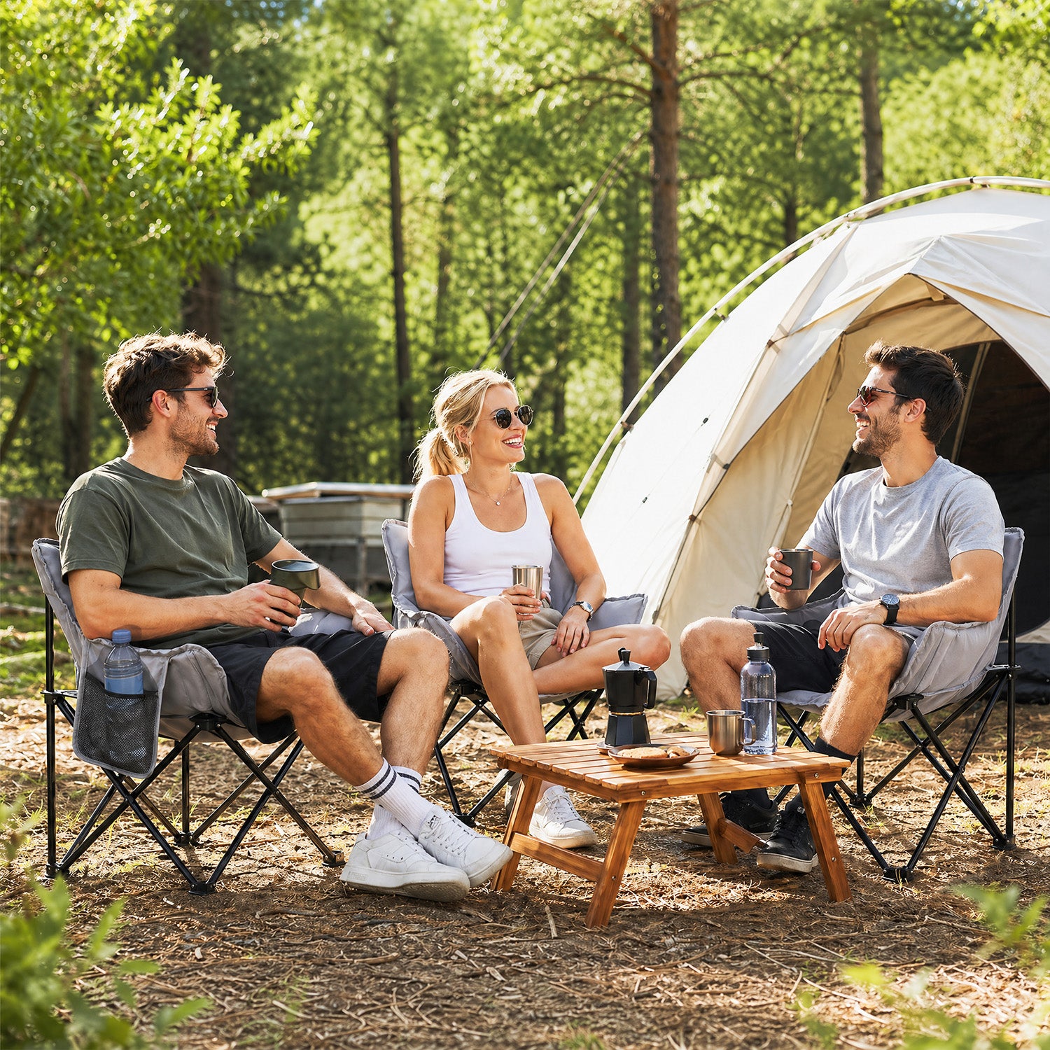 Sekey Campingstuhl faltbar Moonchair gepolstert – breiter Klappstuhl m – sekeymall